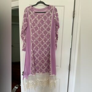 Purple and White Patterned Dress